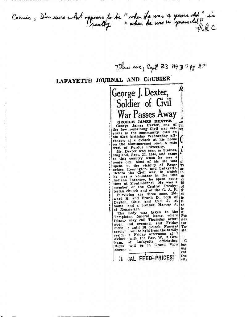 Obituary of George James Dexter